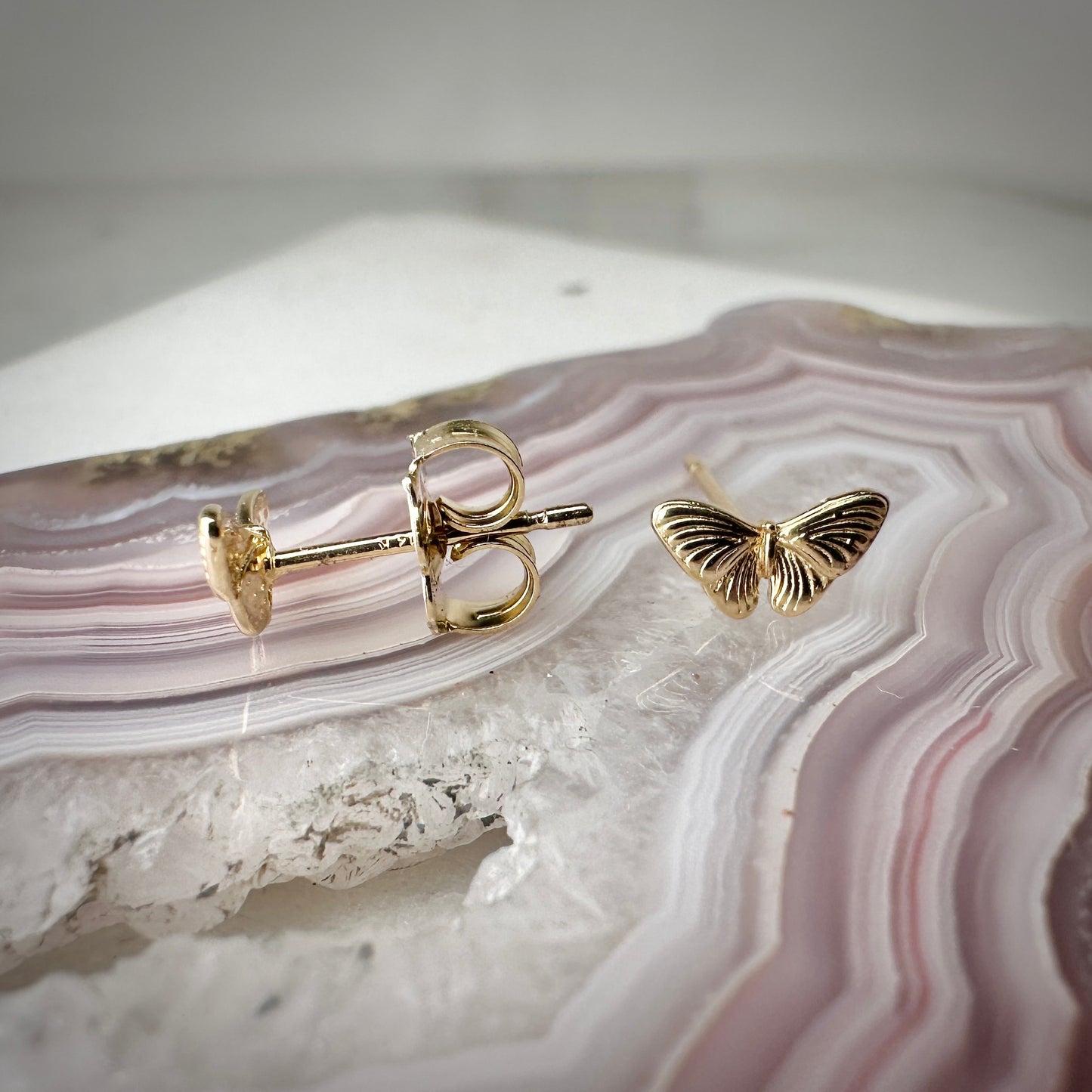 Butterfly Stud Earrings | 14k Yellow Gold