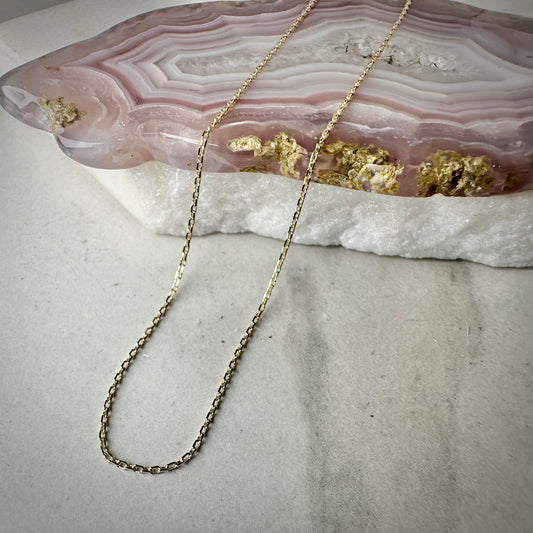 Diamond Cut Fine Cable Chain | 14k Yellow Gold