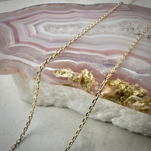 Diamond Cut Fine Cable Chain | 14k Yellow Gold