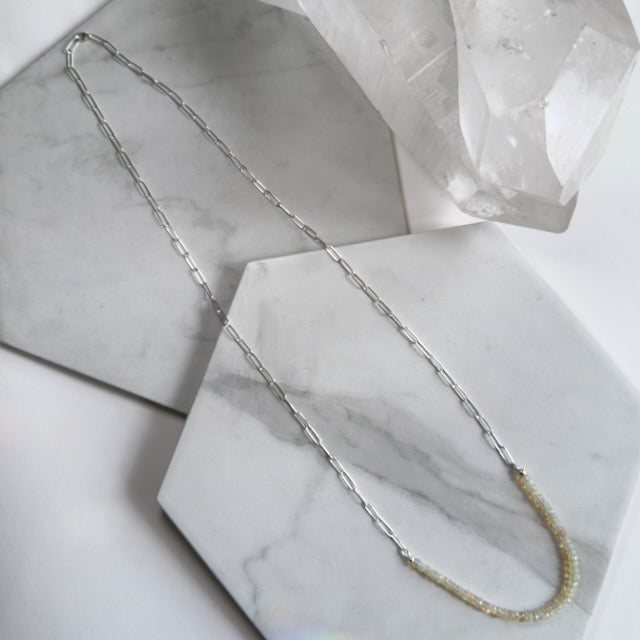 Faceted Ethiopian Opal Long Necklace