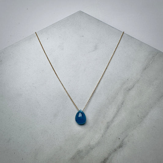 Aquamarine Floating Necklace | 14k Yellow Gold