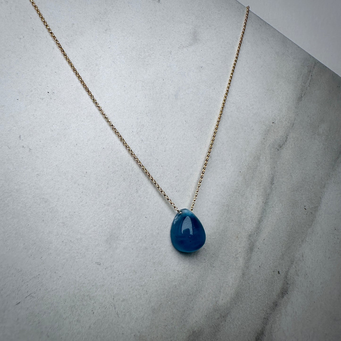Aquamarine Floating Necklace | 14k Yellow Gold