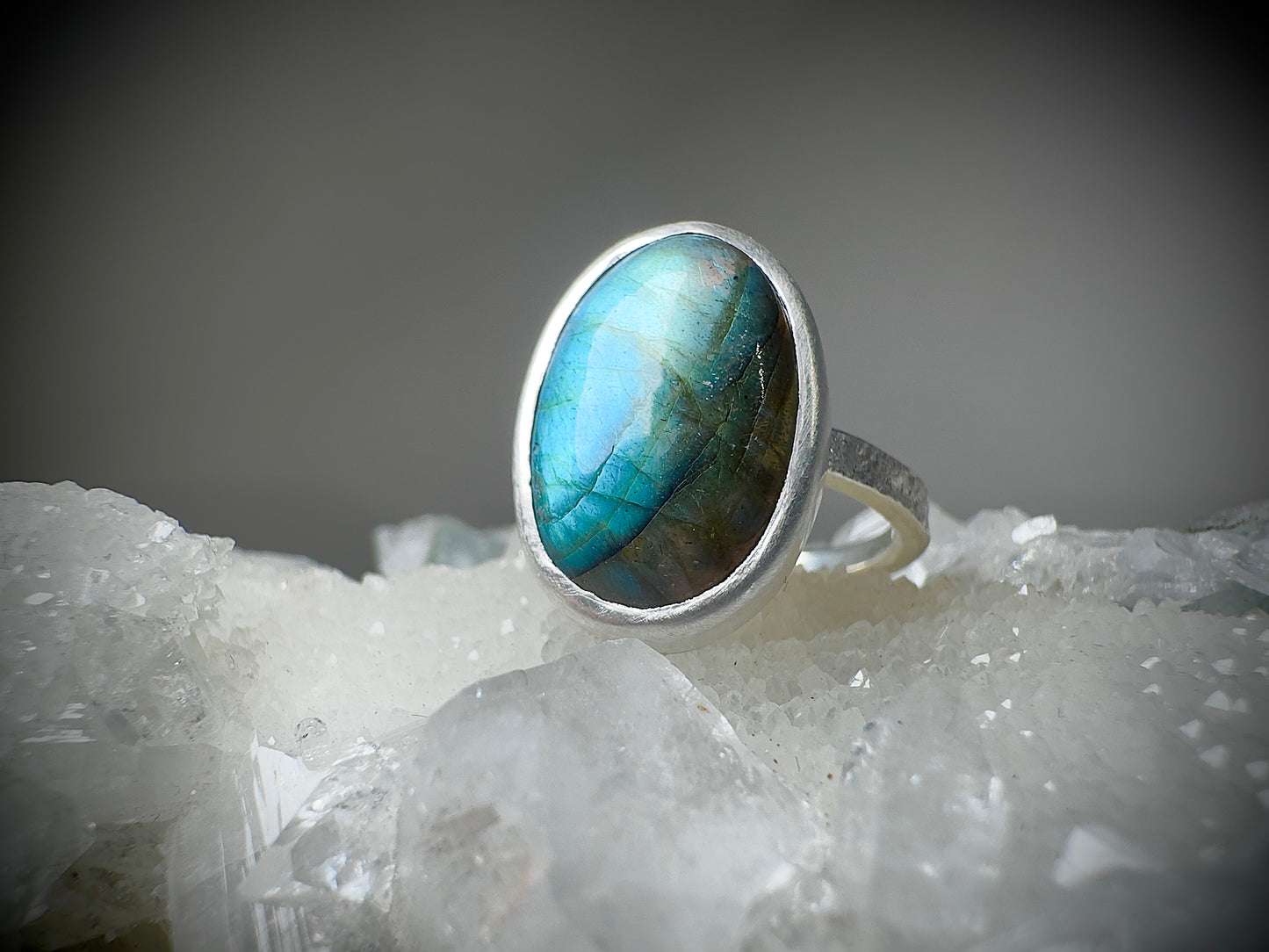 Blue-Green Labradorite Ring
