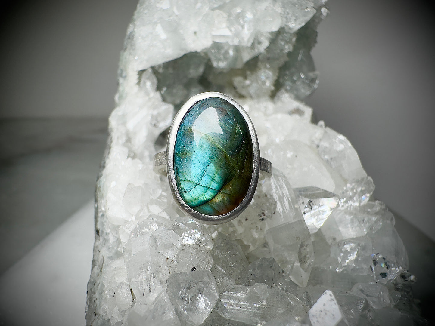 Blue-Green Labradorite Ring