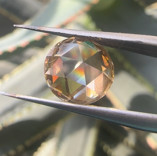 Cognac Moissanite Round Rose Cut