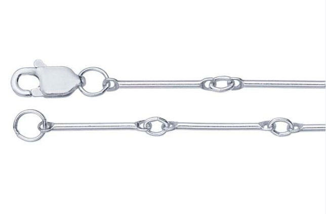Bar + Link Chain in Sterling Silver | 0.9mm wide