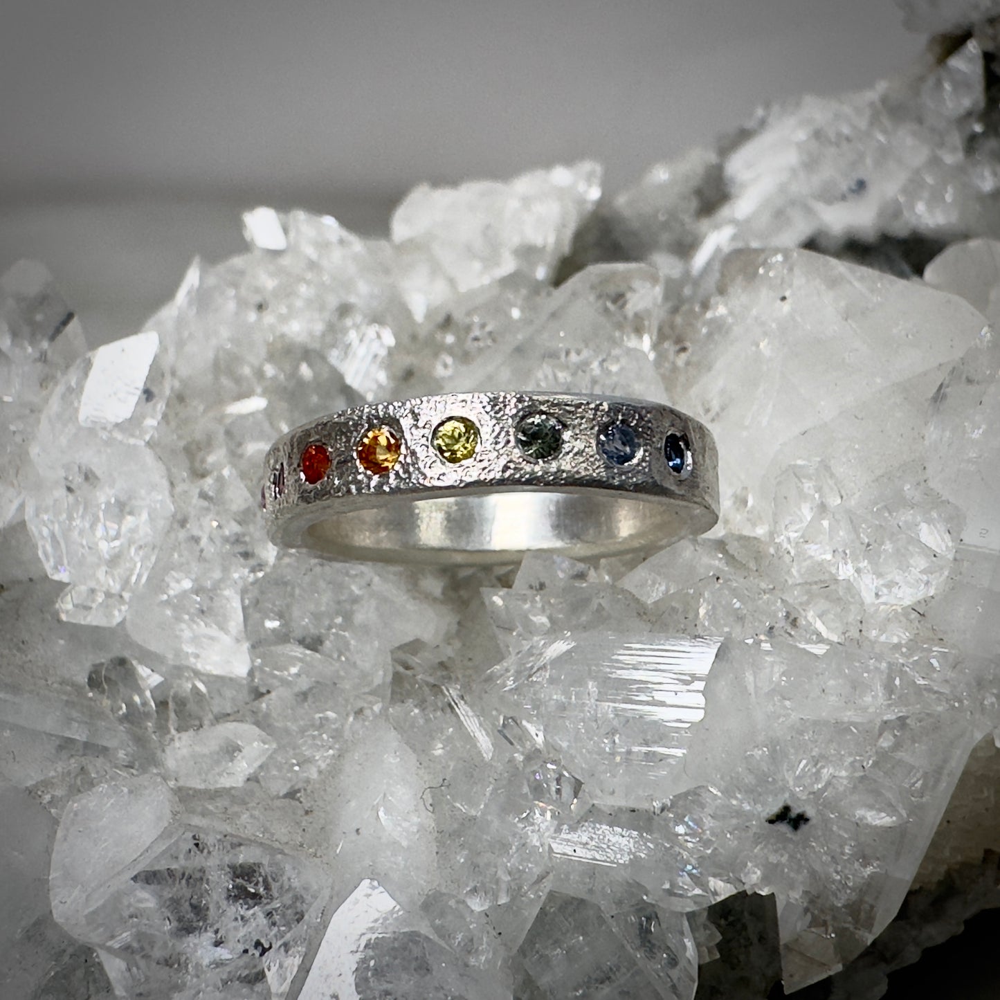 Granite Band with Rainbow Sapphires