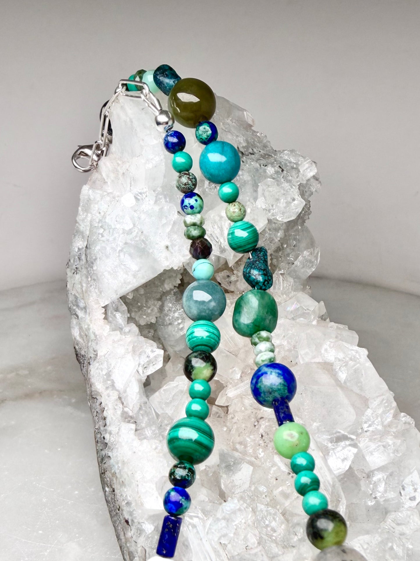 Mosaic Beaded Necklace | Sterling Silver