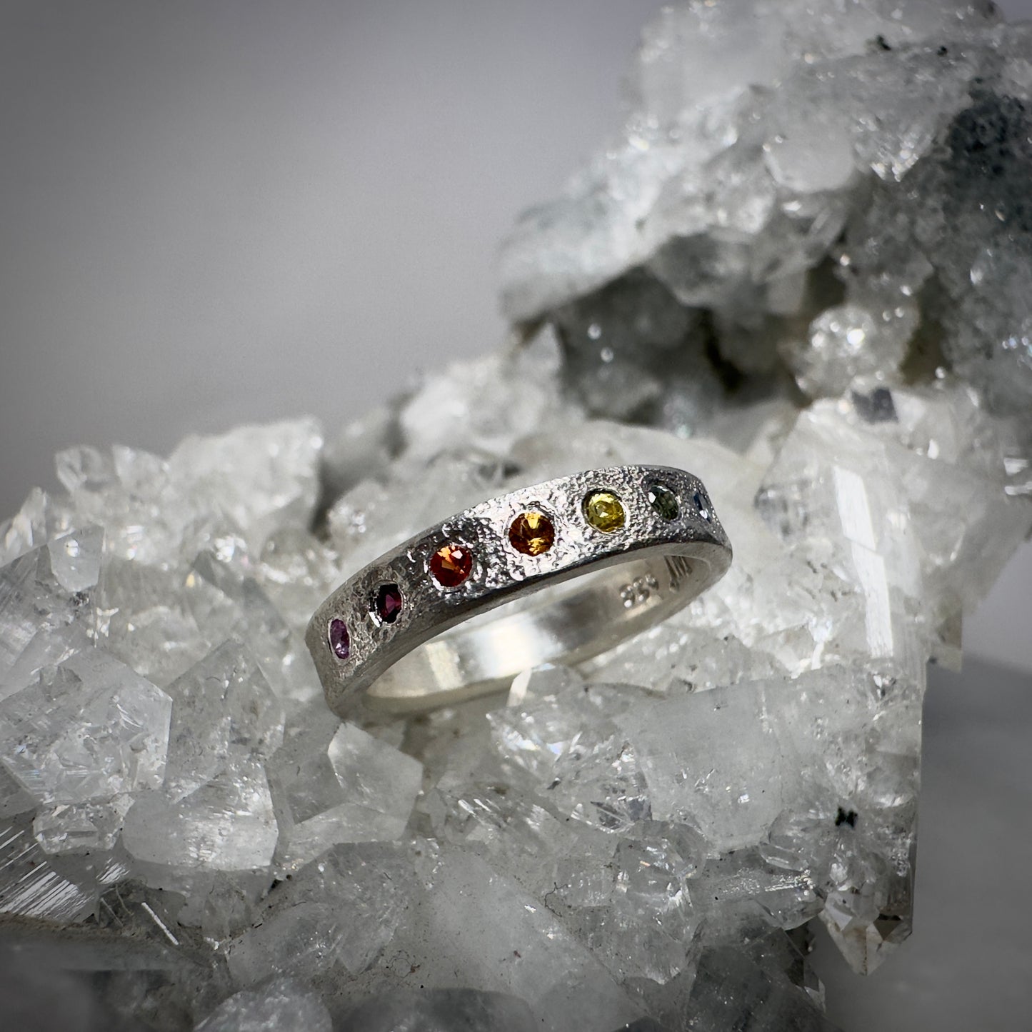 Granite Band with Rainbow Sapphires