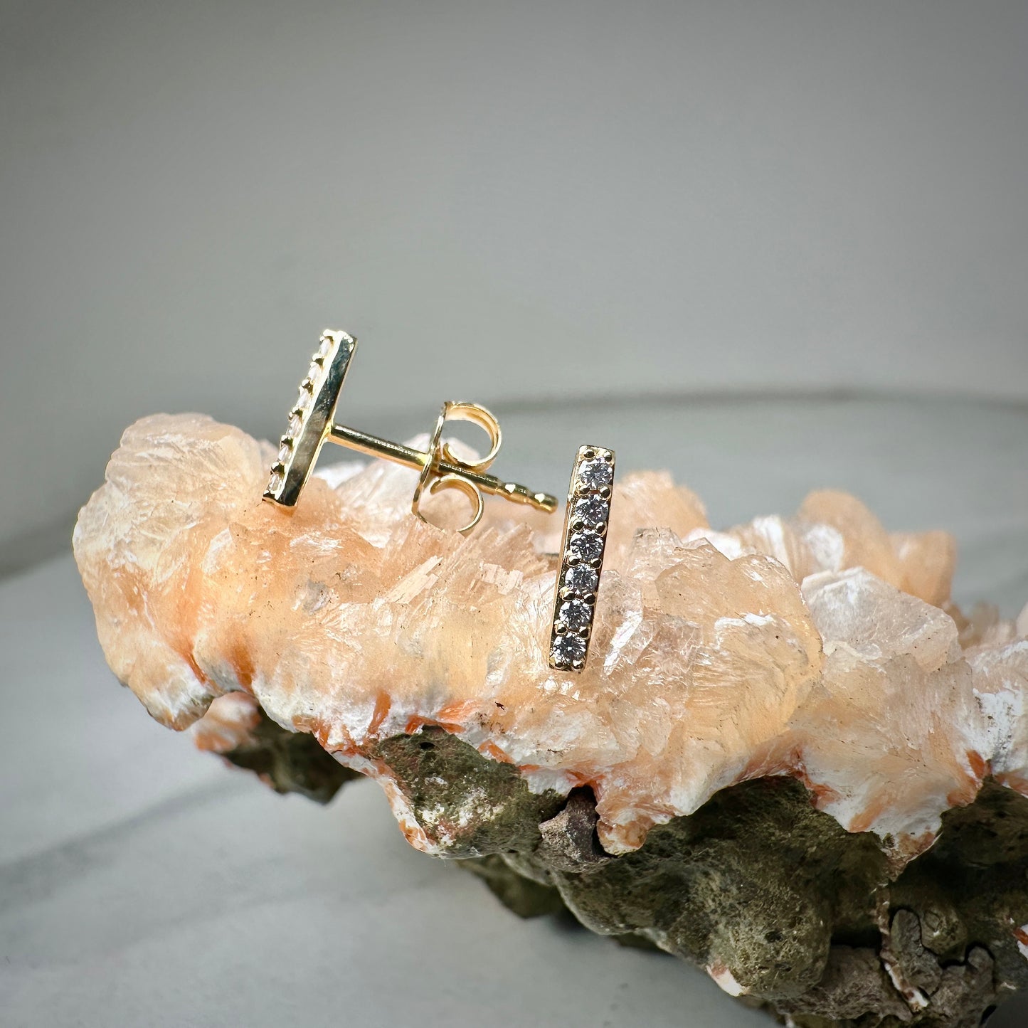 Lab Grown Diamond Bar Earrings | 14k Yellow Gold