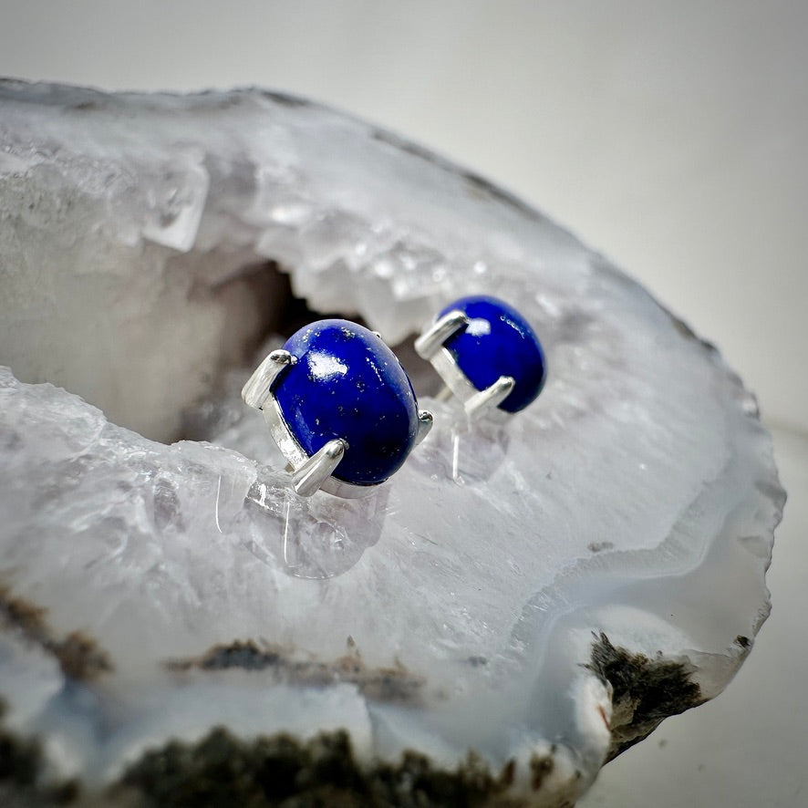 Lapis Lazuli Stud Earrings | Sterling Silver