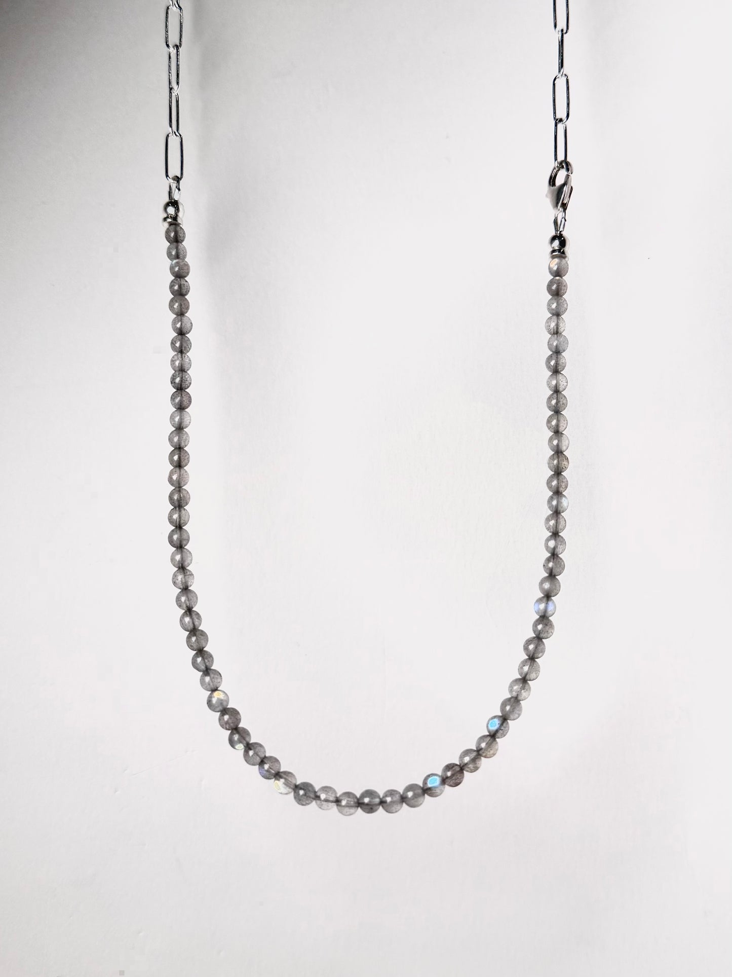 Labradorite Paperclip Chain Necklace | Sterling Silver