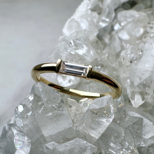 Minimalist Diamond Stacking Ring | 14k Yellow Gold