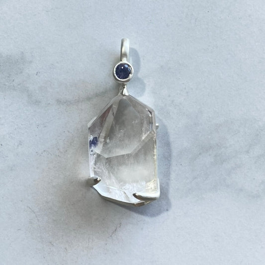 Fluorite Included Quartz Geo Pendant