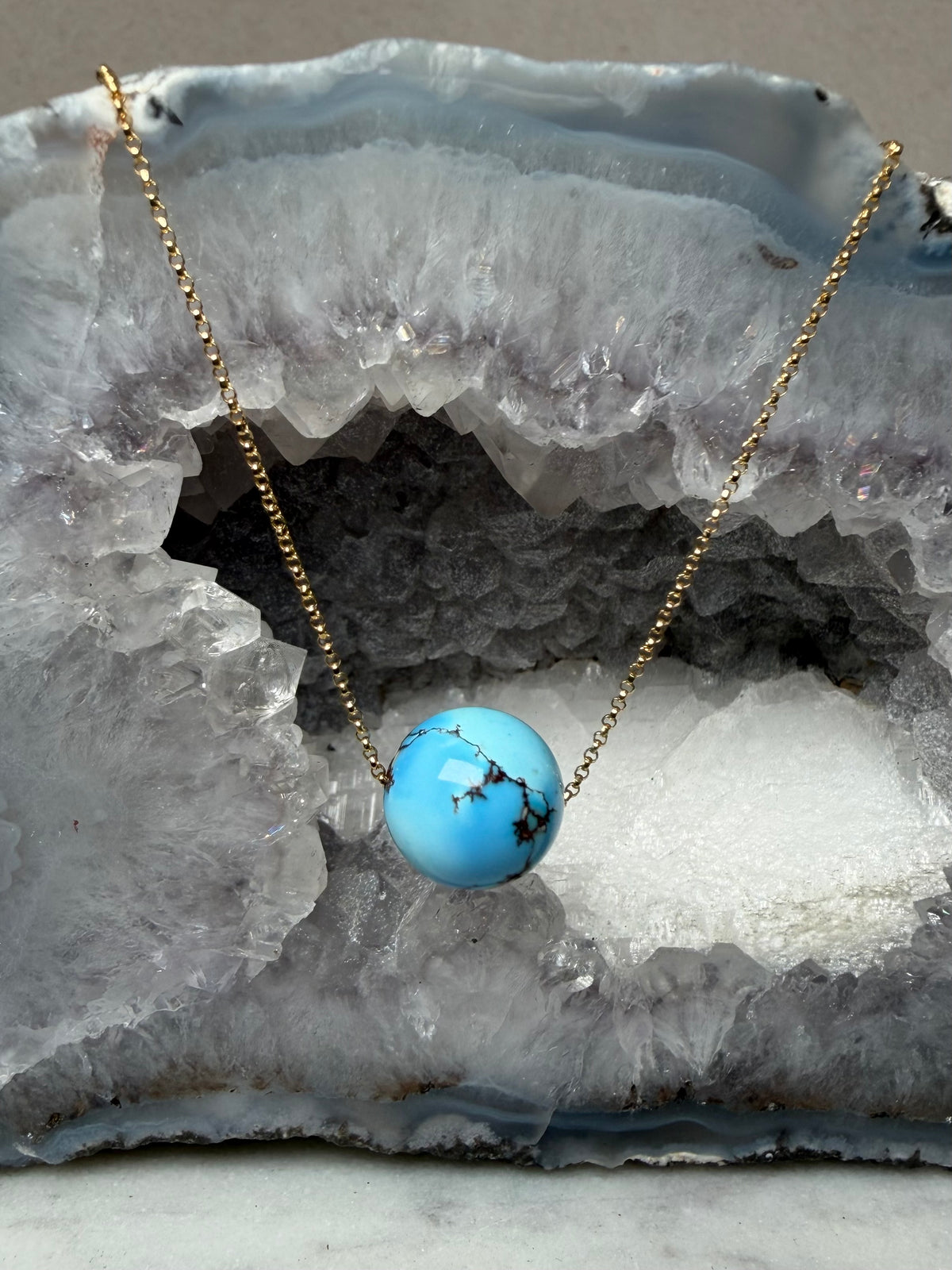 Golden Hills Turquoise Floater Necklace | 14k Yellow Gold