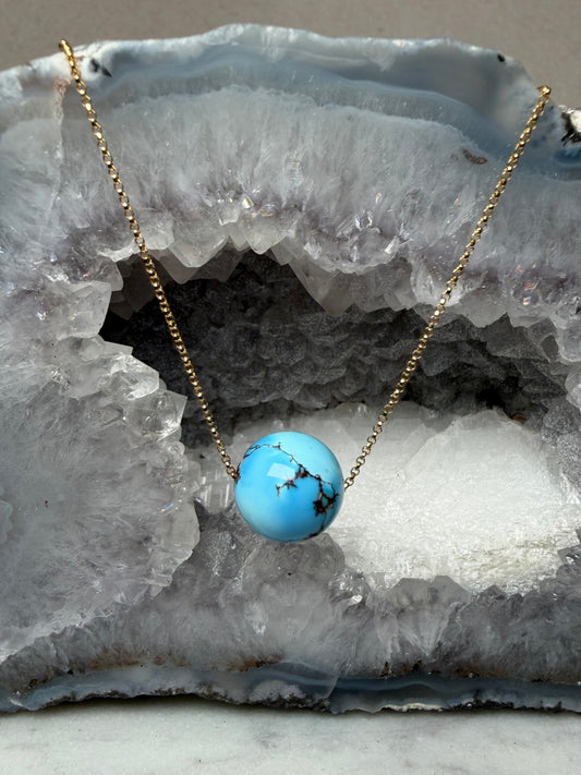 Golden Hills Turquoise Floater Necklace | 14k Yellow Gold