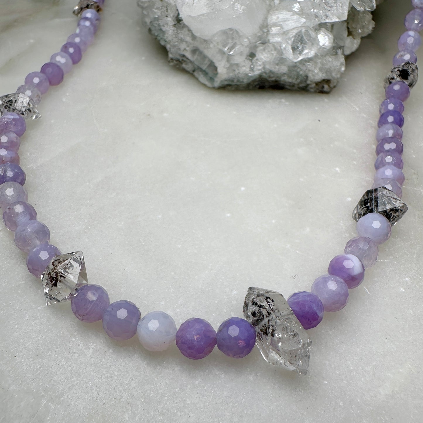 Purple Chalcedony & Quartz Necklace | Sterling Silver