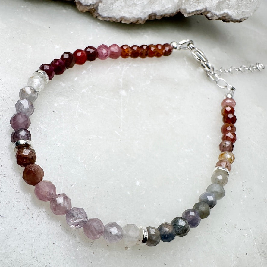 Multicolor Spinel Beaded Bracelet | Sterling Silver