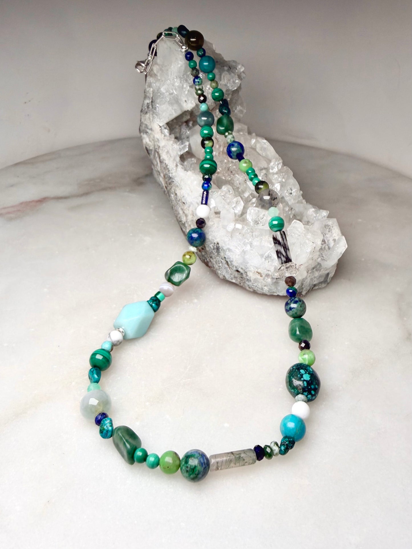 Mosaic Beaded Necklace | Sterling Silver
