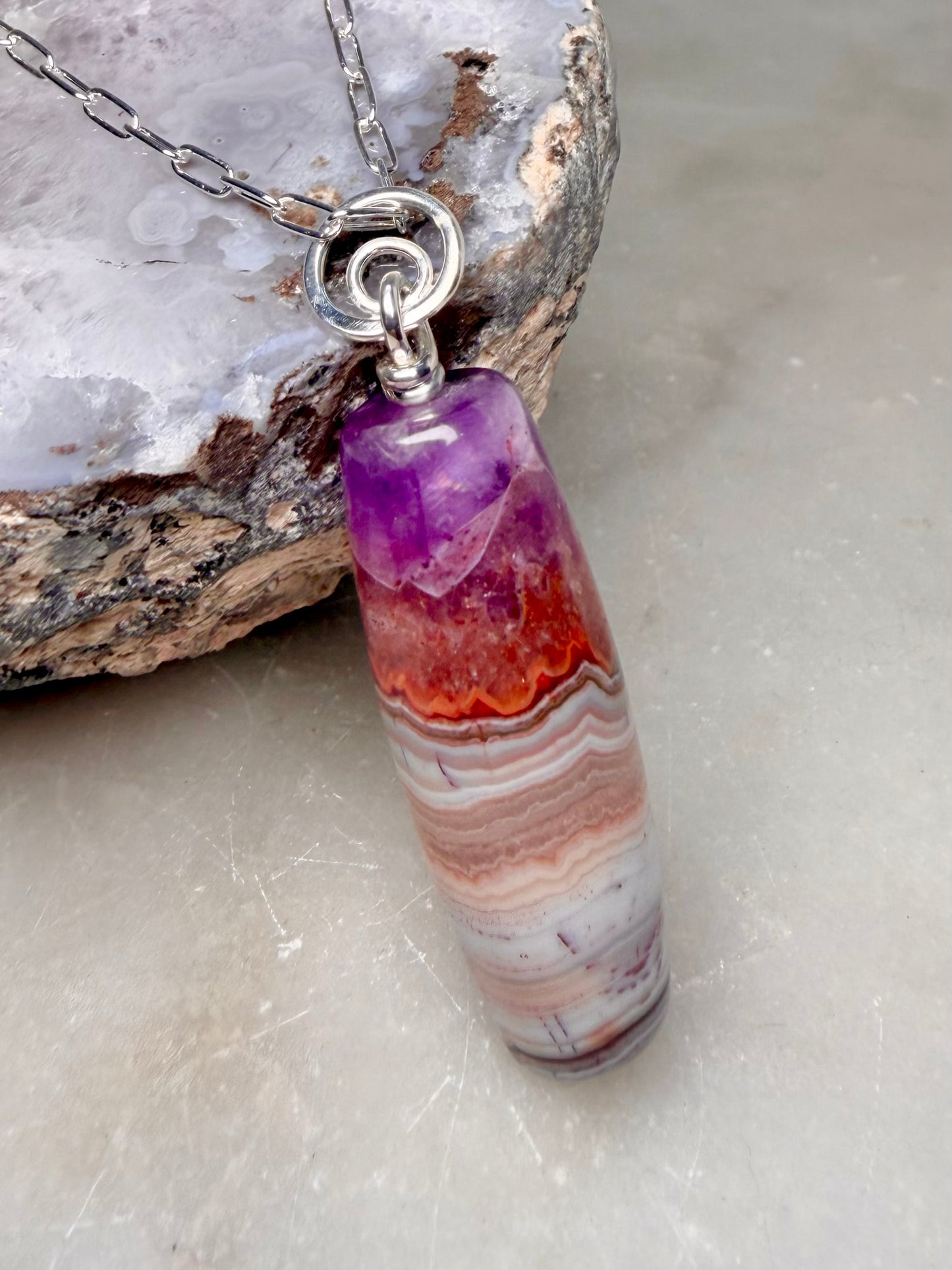 Rainbow Amethyst Pendulum Pendant | Sterling Silver