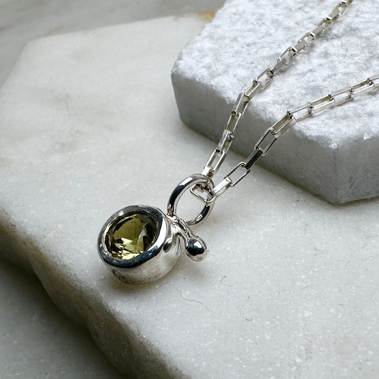 Peridot Charm Pendant | Sterling Silver