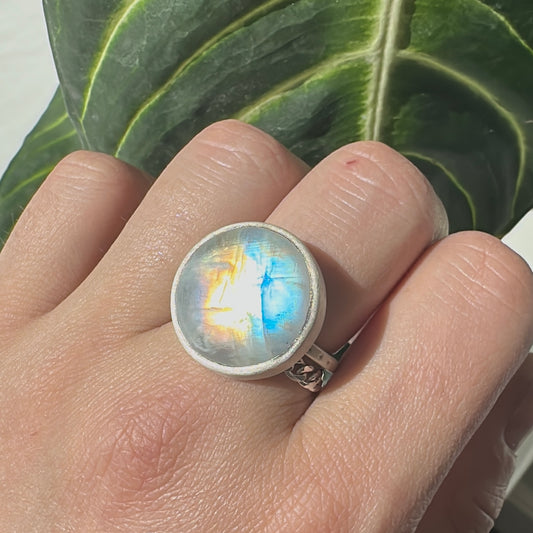 Rainbow Moonstone Ring