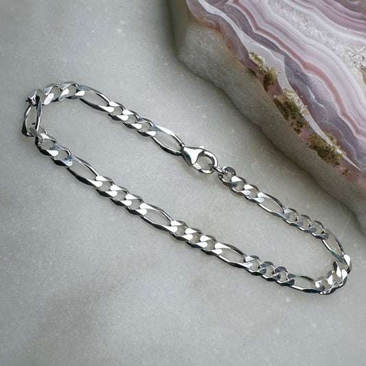 Figaro Chain Bracelet | Sterling Silver