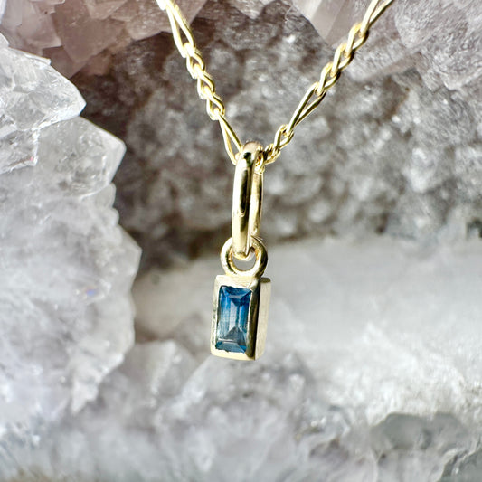 Blue Sapphire Dangle Charm | 14k Yellow Gold