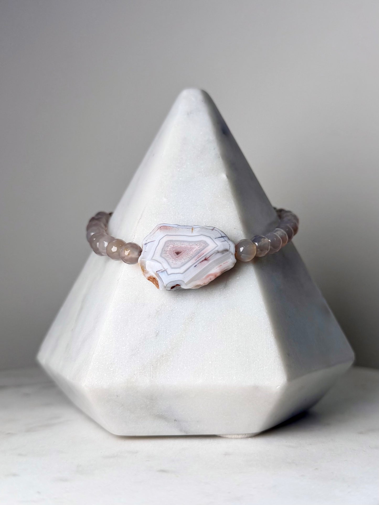 Botswana Agate Beaded Bracelet | Sterling Silver