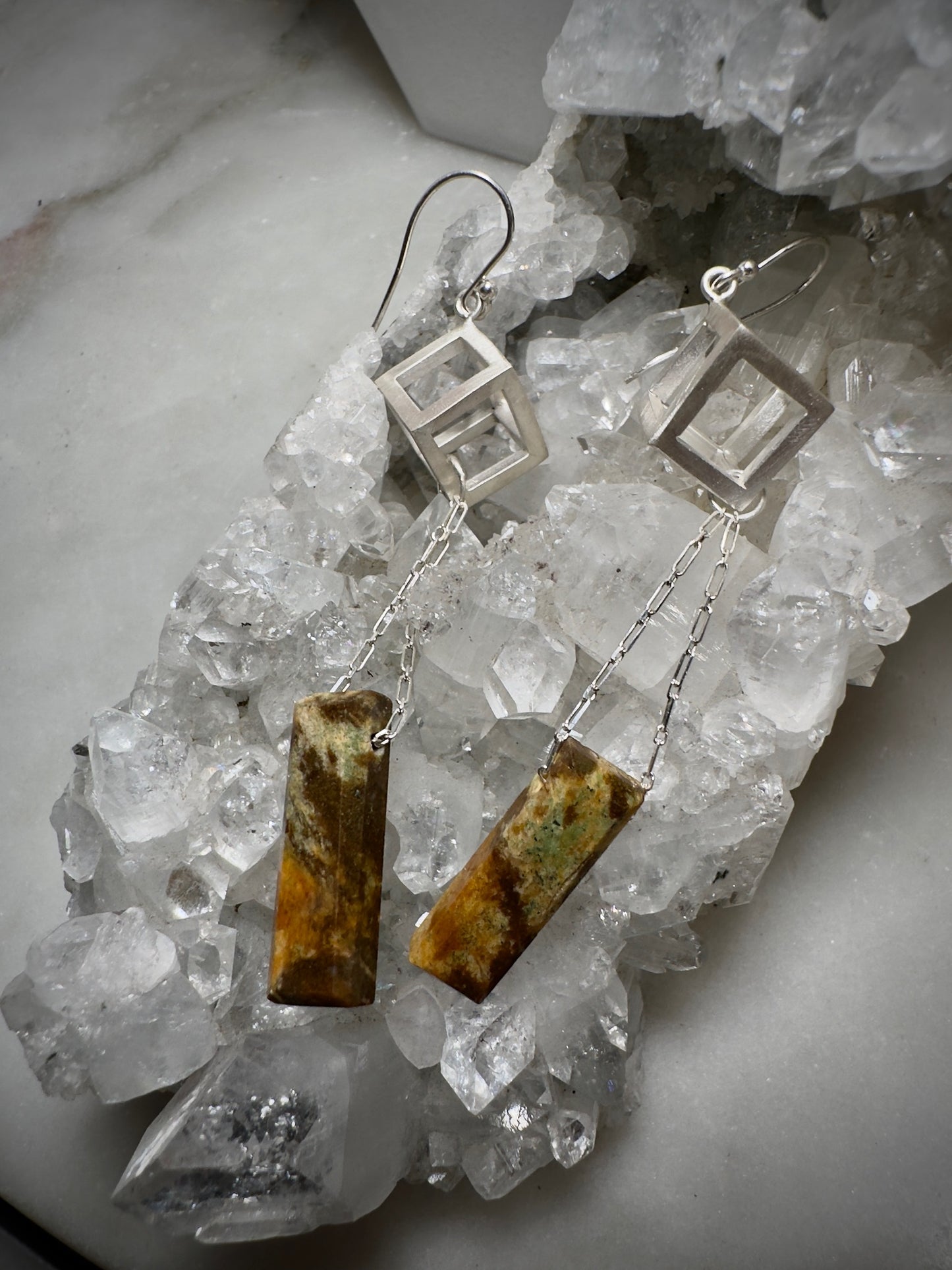 Jasper Cube Earrings
