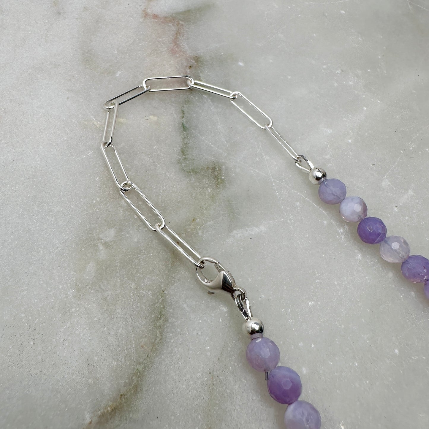 Purple Chalcedony & Quartz Necklace | Sterling Silver
