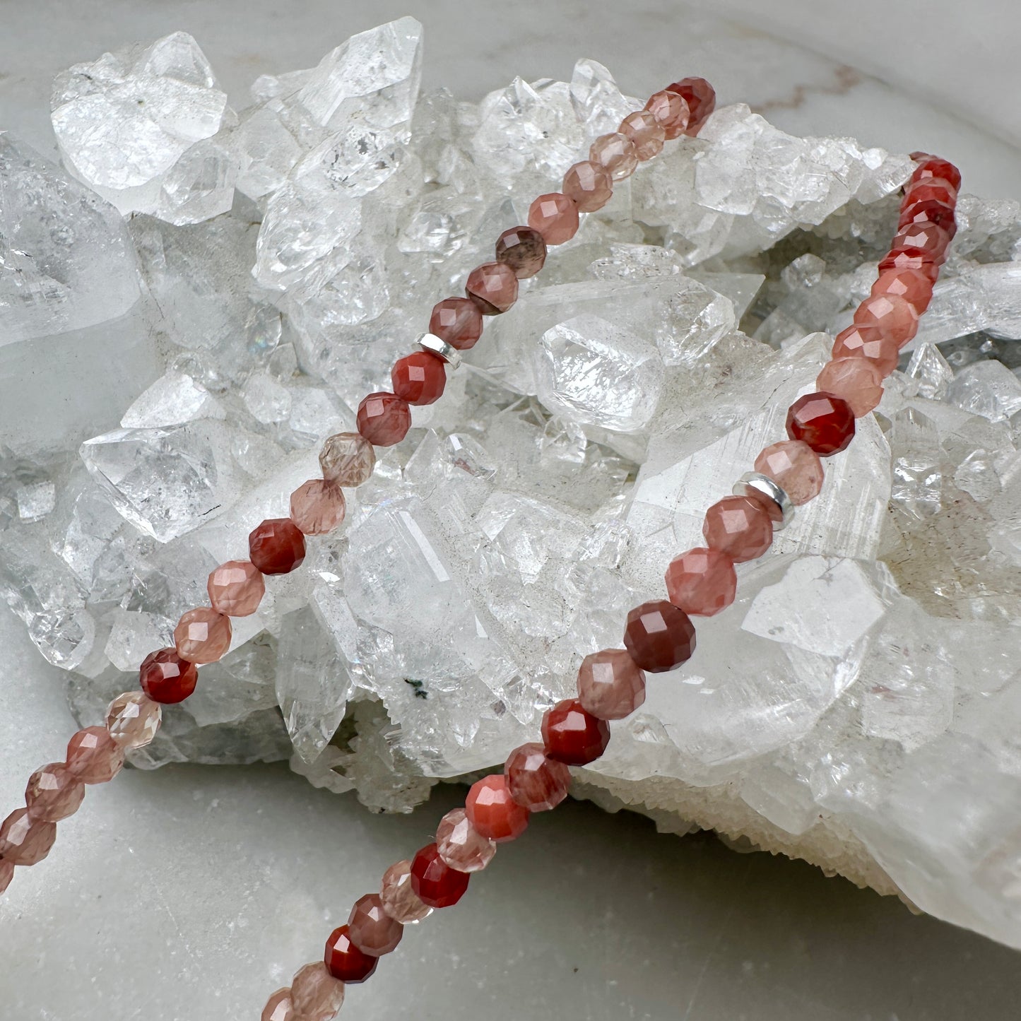 Faceted Andesine Beaded Necklace | Sterling Silver