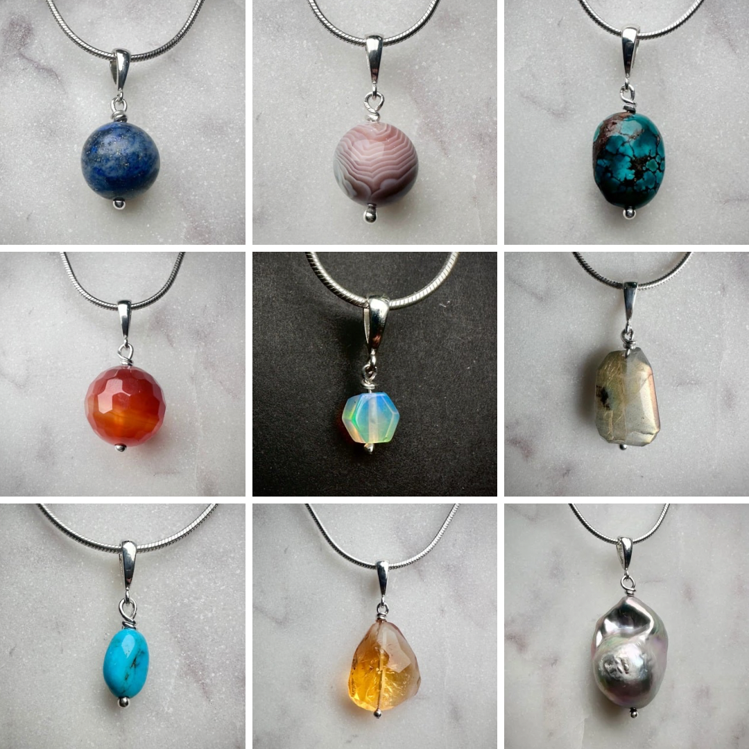 Gemstone Bead Dangle Charms | Sterling Silver