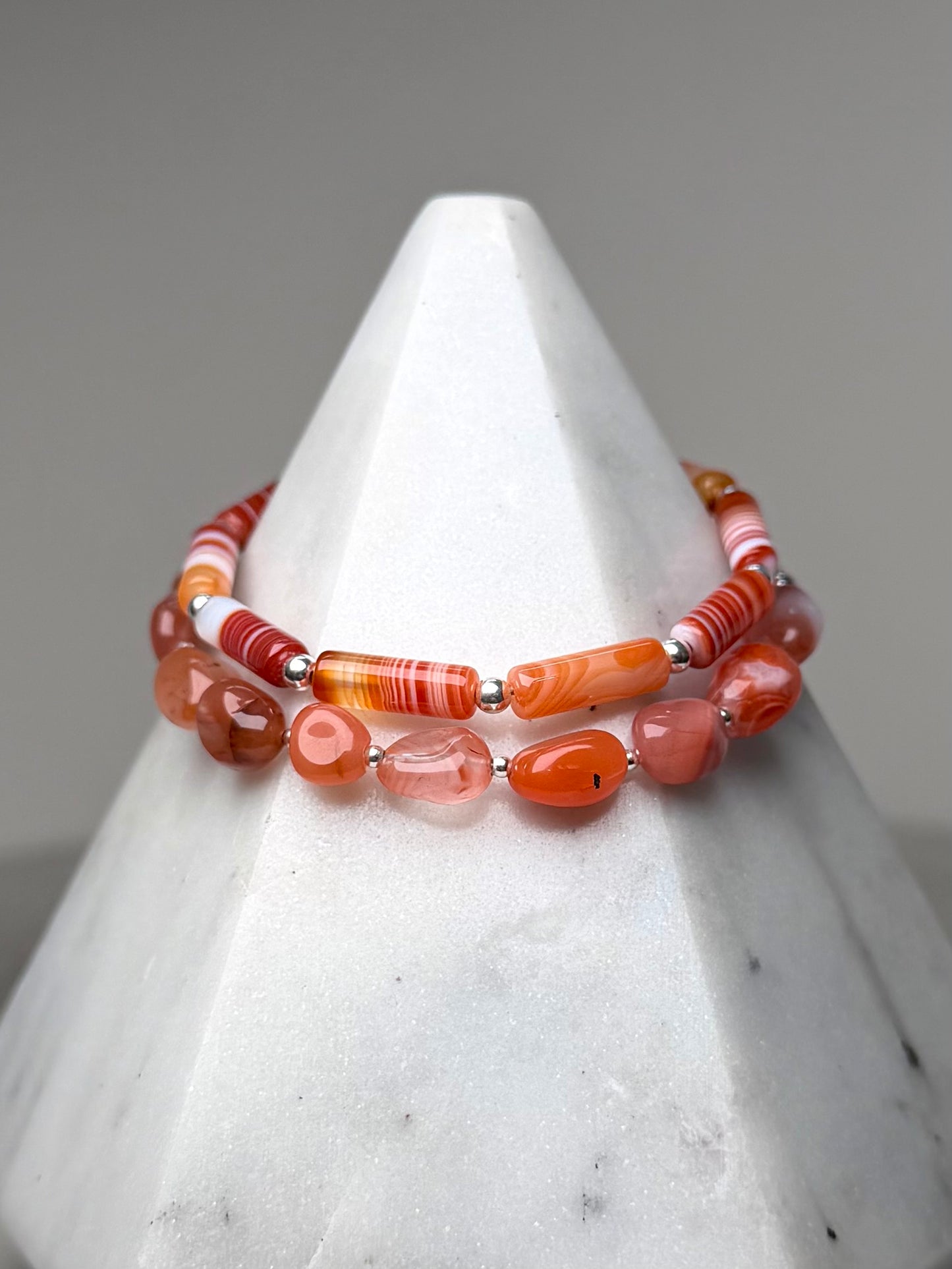 Orange Agate Bracelet | Sterling Silver