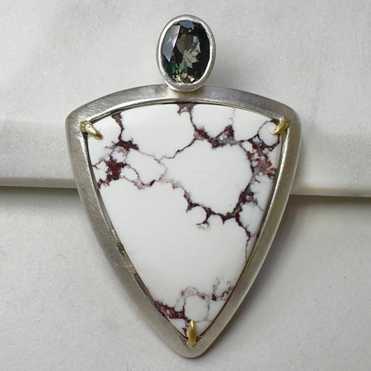 Magnesite & Green Tourmaline Pendant