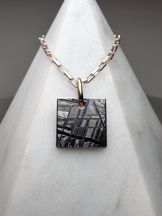Meteorite Charm Pendant | 14k Yellow Gold