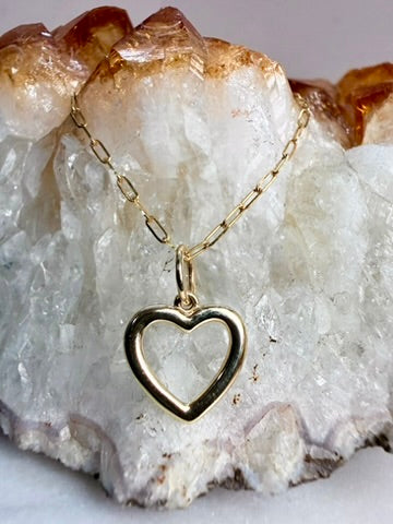 Silhouette Heart Charm | 14k Yellow Gold