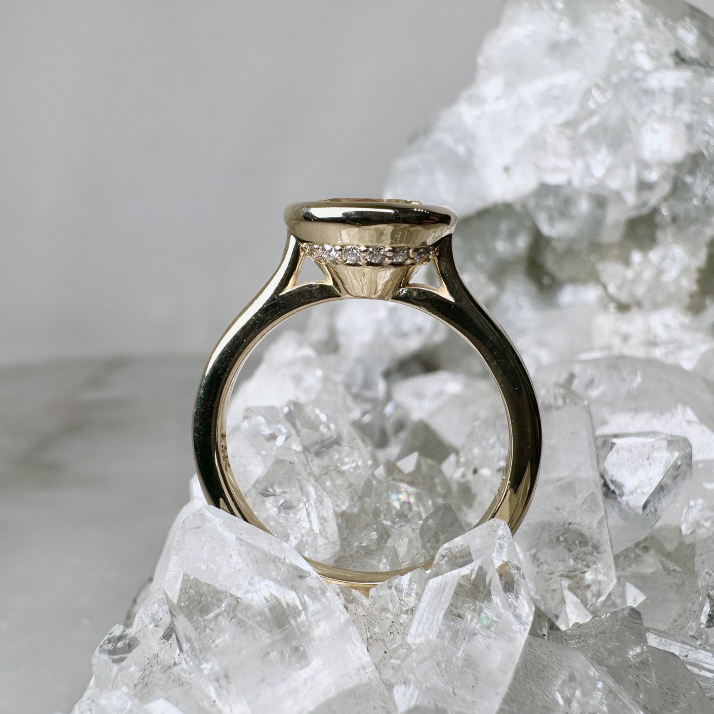 Yellow Diamond Hidden Halo Ring | 14k Yellow Gold
