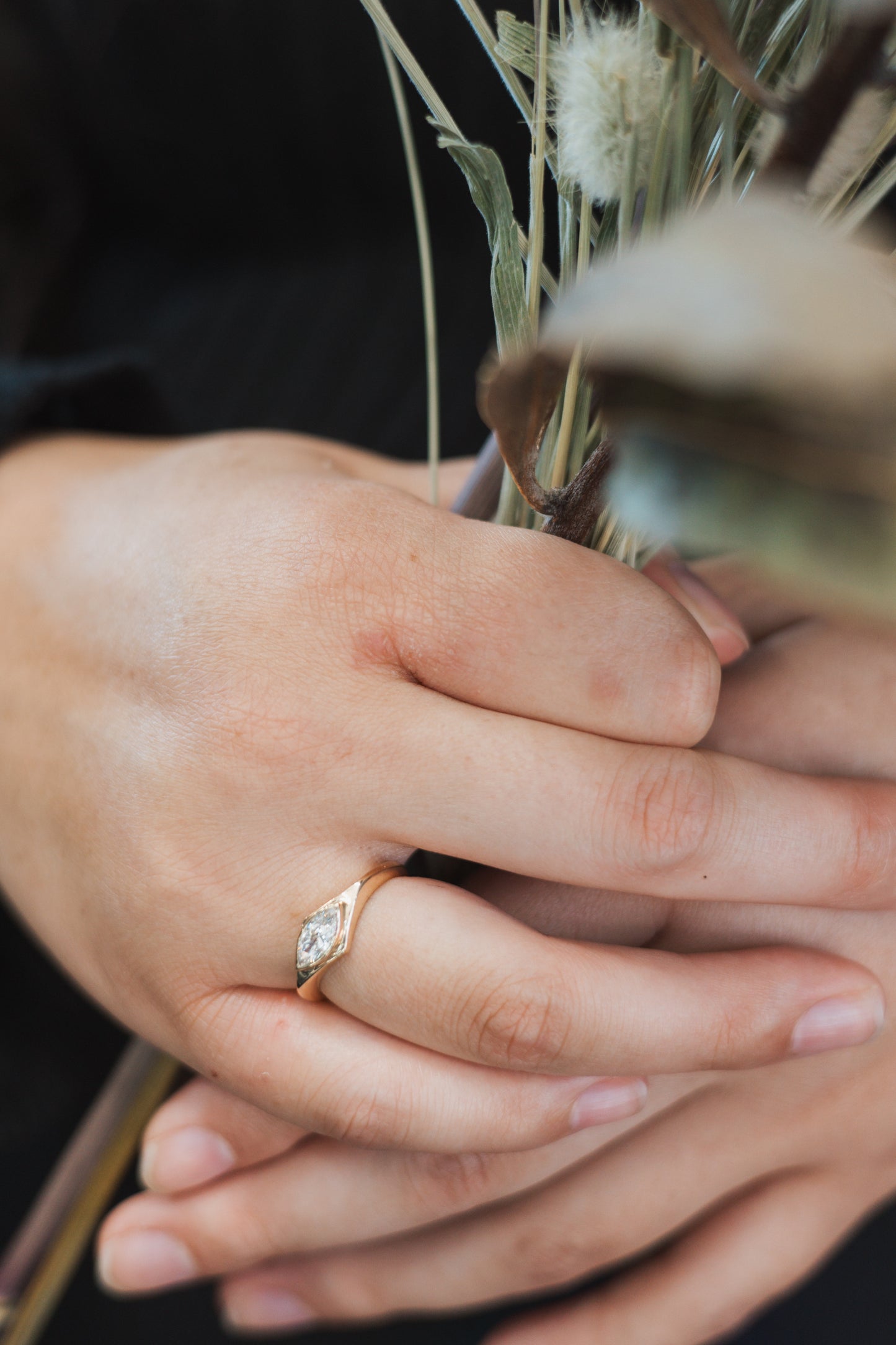 Marquise Diamond Ring in 14k Yellow Gold