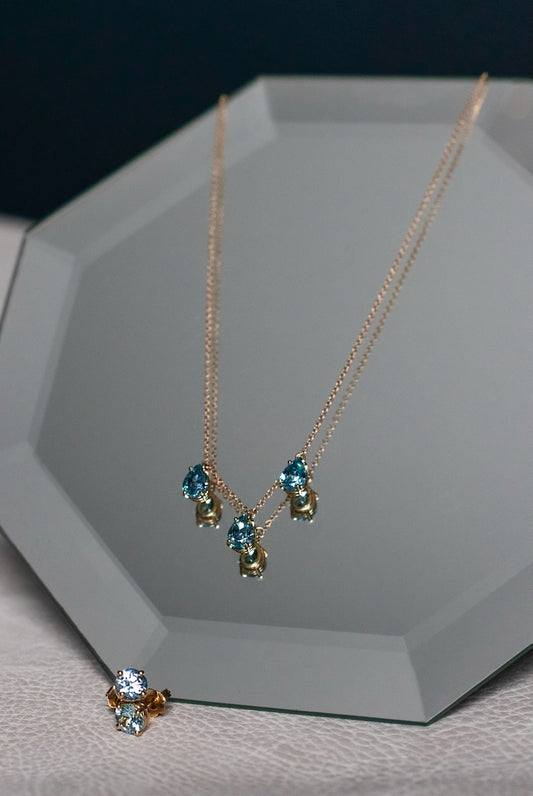 Zircon Trio Necklace | 14k Yellow Gold