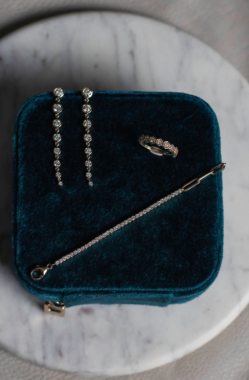 Half Tennis Half Paperclip Chain Bracelet | 14k Yellow Gold