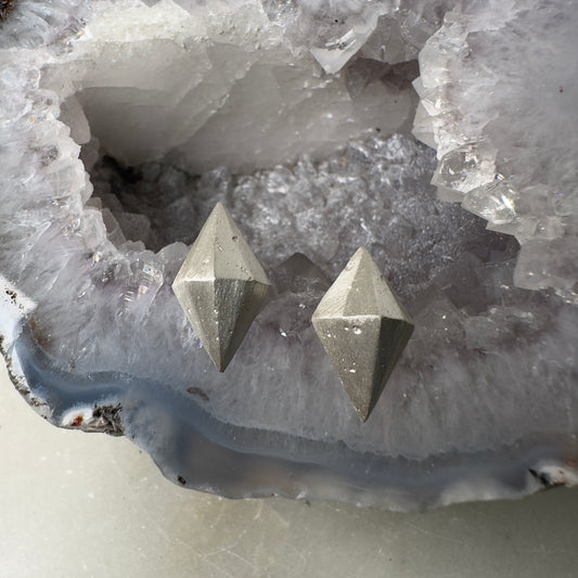 Diamond Shaped Geometric Stud Earrings | Sterling Silver
