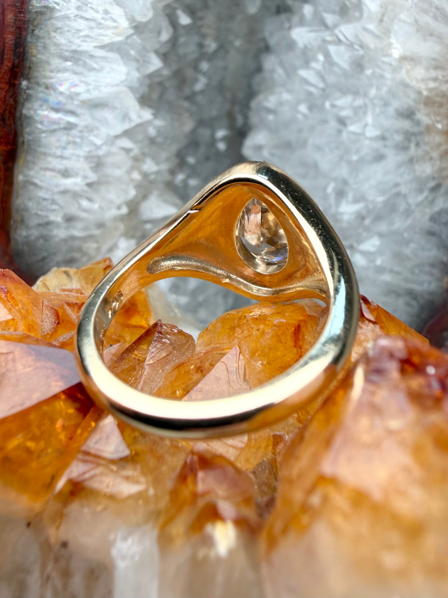 Celestial Champagne Pear Diamond Ring | 14k Yellow Gold