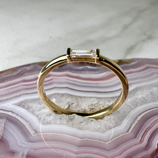 Minimalist Diamond Stacking Ring | 14k Yellow Gold