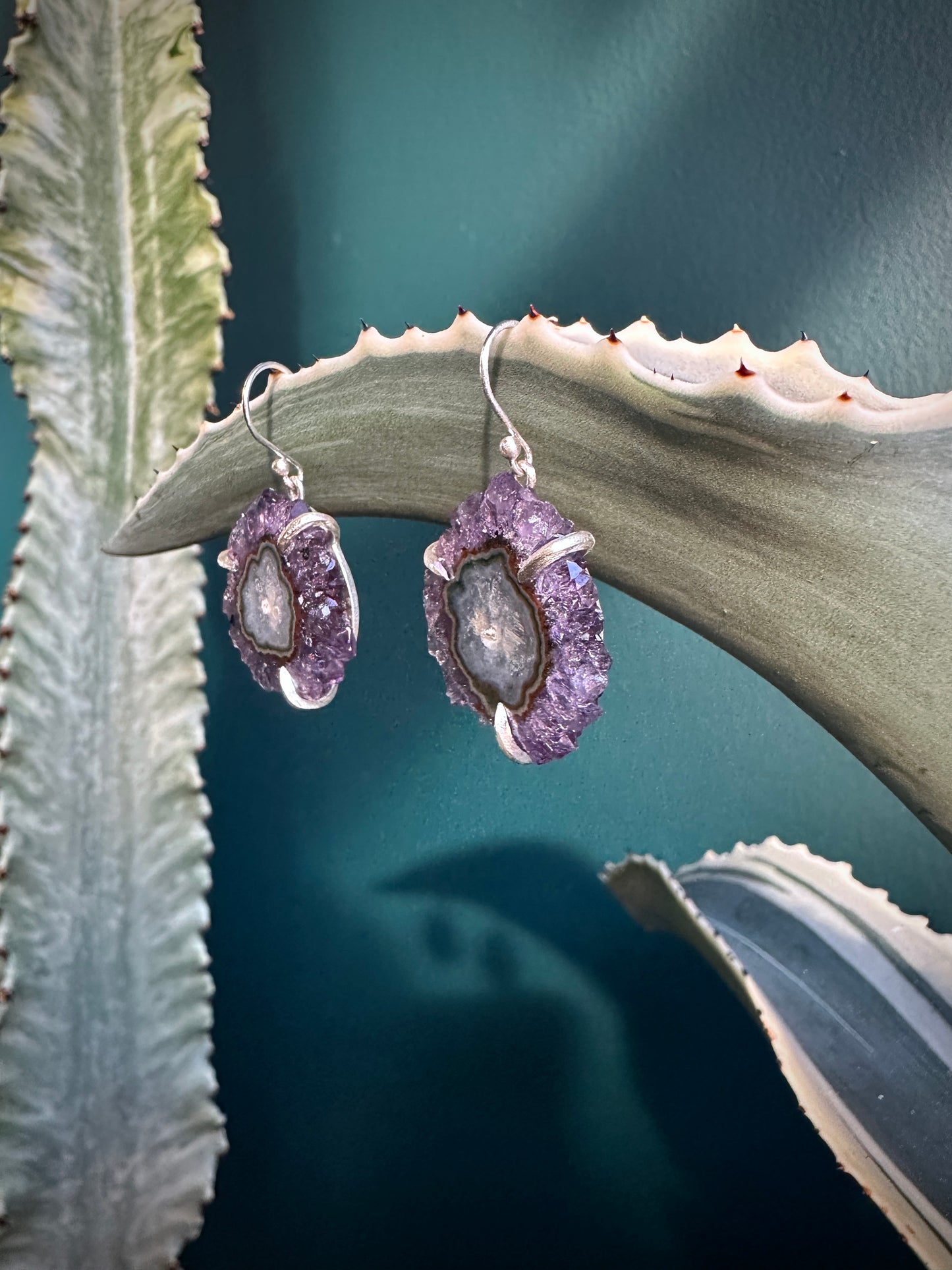 Amethyst Slice Earrings