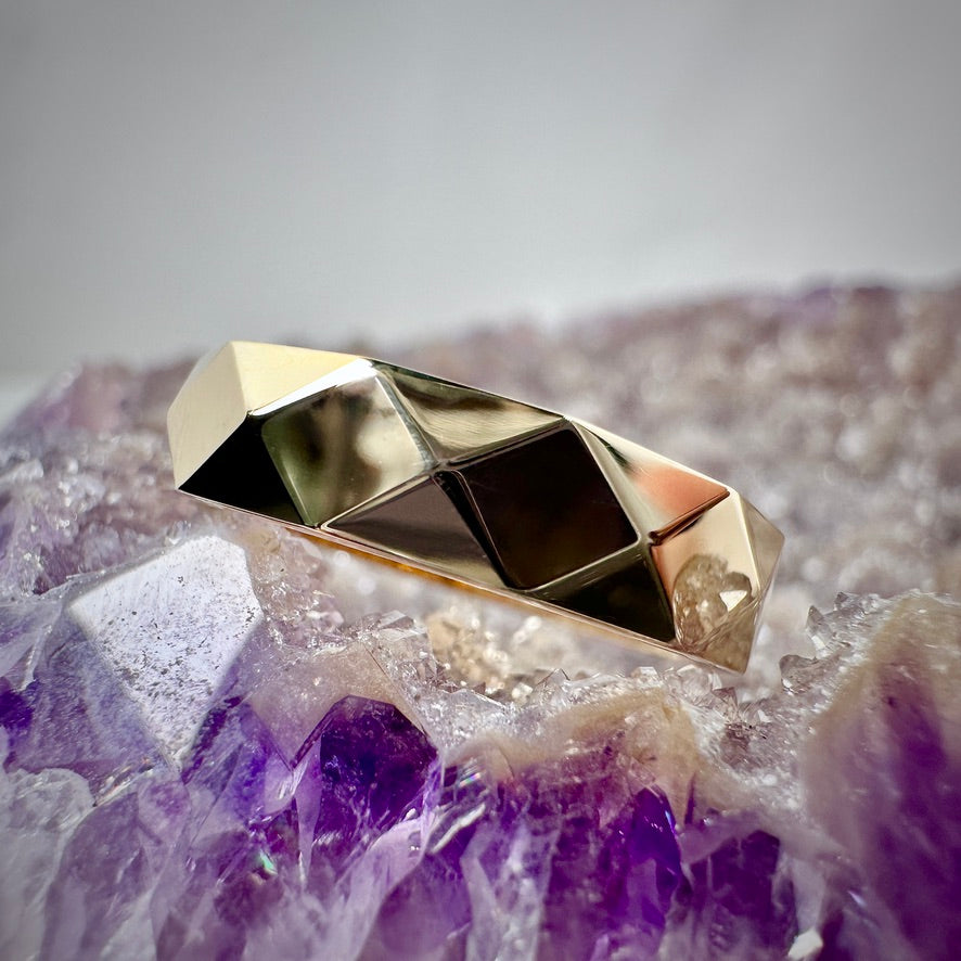 Geometric Flat Band Ring | 14k Yellow Gold