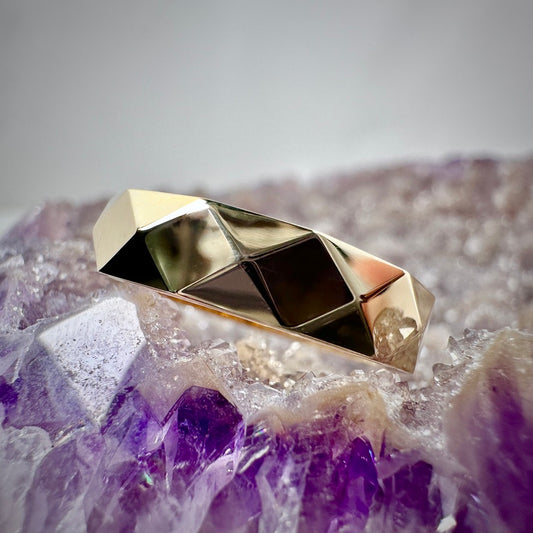 Geometric Flat Band Ring | 14k Yellow Gold