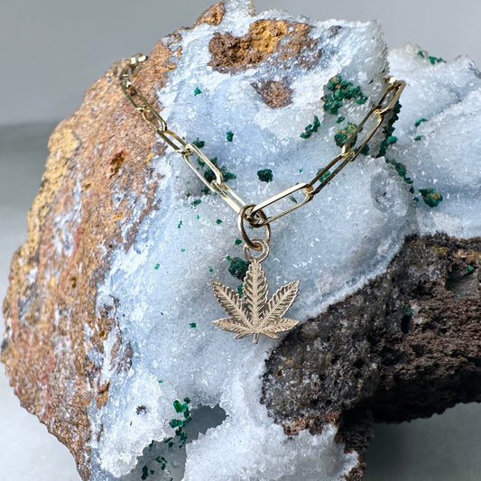 Cannabis Leaf Charm | 14k Yellow Gold