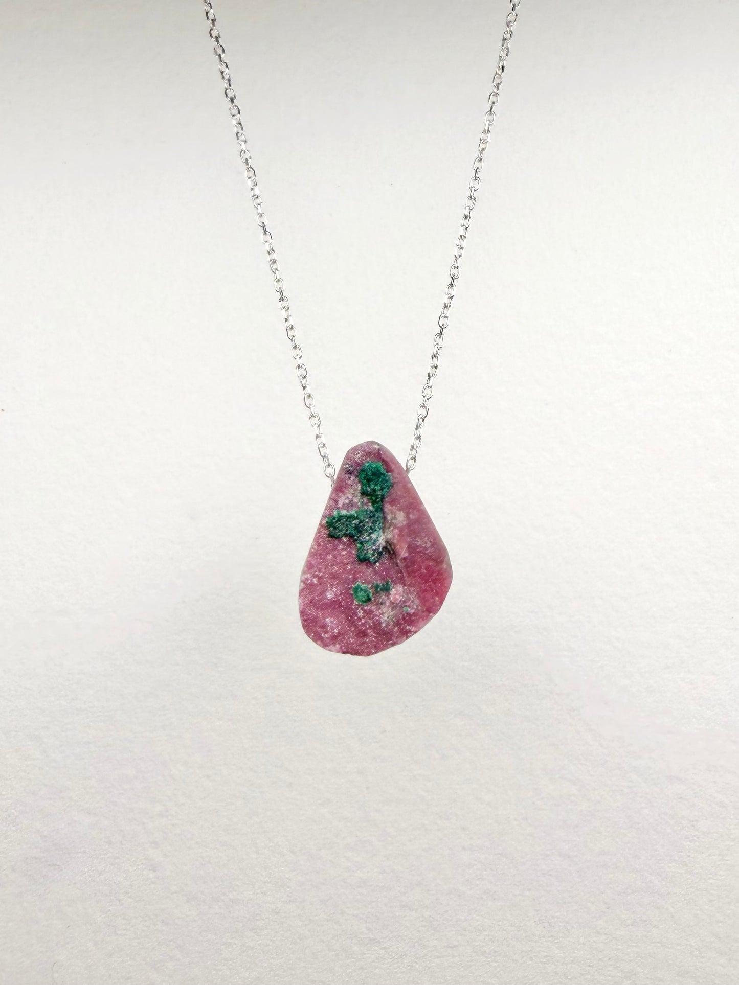 Cobalto Calcite with Malachite Floating Necklace | Sterling Silver