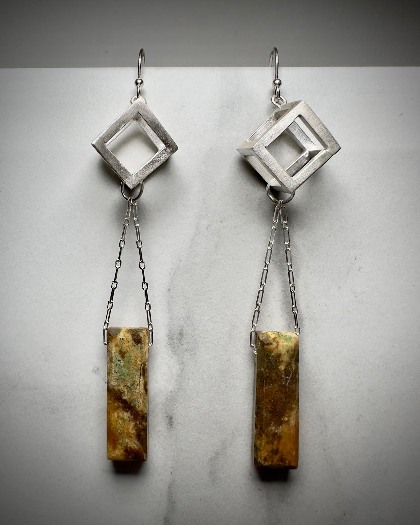 Jasper Cube Earrings